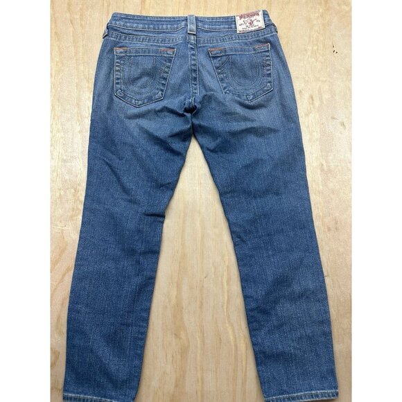 True Religion Holly Jeans Sz 30 Cropped Light Wash Low Rise 8” - Picture 5 of 7